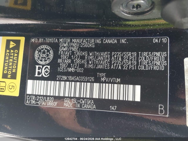 Продаж на аукціоні авто 2010 Lexus Rx 350, vin: 2T2BK1BA5AC059126, номер лоту: 12642704