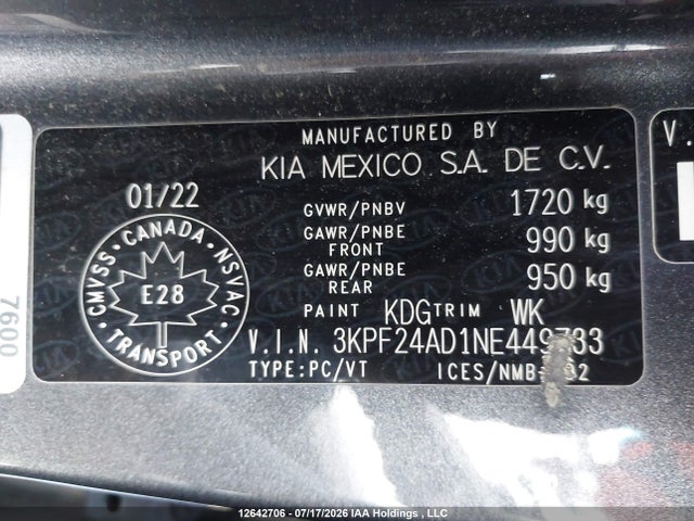 KIA FORTE LX 2022 3KPF24AD1NE449733 Image 9