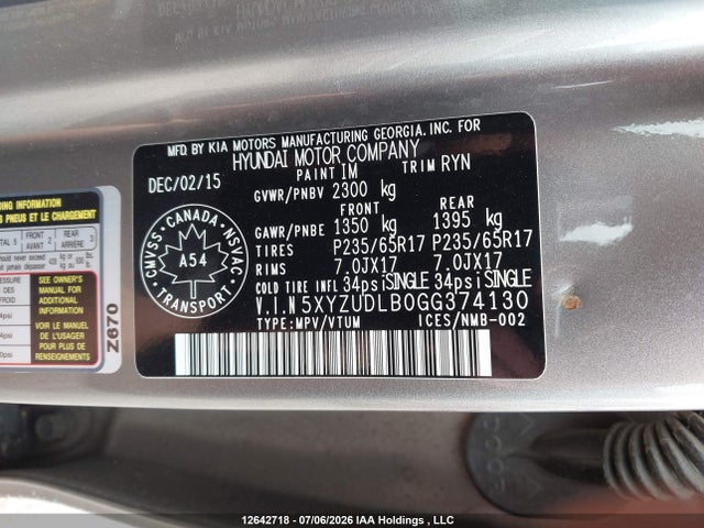 Продаж на аукціоні авто 2016 Hyundai Santa Fe Sport 2.4 Premium, vin: 5XYZUDLB0GG374130, номер лоту: 12642718