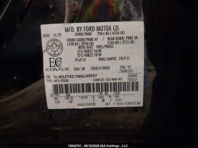 5LM5J7XC1NGL05557 Lincoln Aviator Reserve