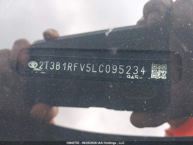 12642752 :رقم المزاد ، 2T3B1RFV5LC095234 vin ، 2020 Toyota Rav4 Le مزاد بيع