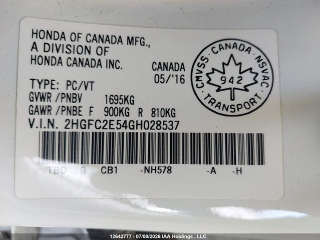 Honda Civic Lx 2016 2HGFC2E54GH028537 Image 19