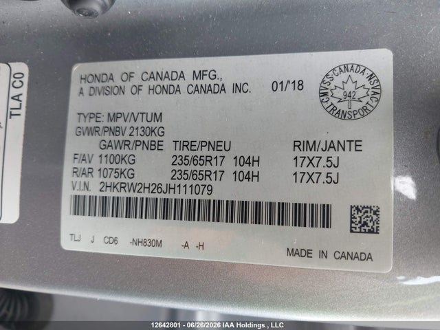 Honda CR-V 2018 2HKRW2H26JH111079 Image 9