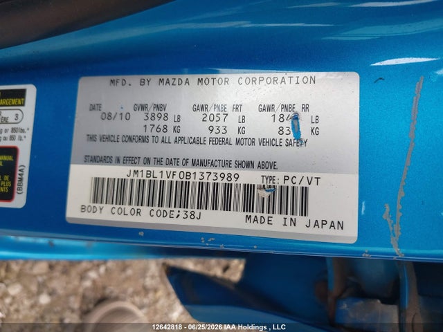 12642818 :رقم المزاد ، JM1BL1VF0B1373989 vin ، 2011 Mazda 3 I مزاد بيع