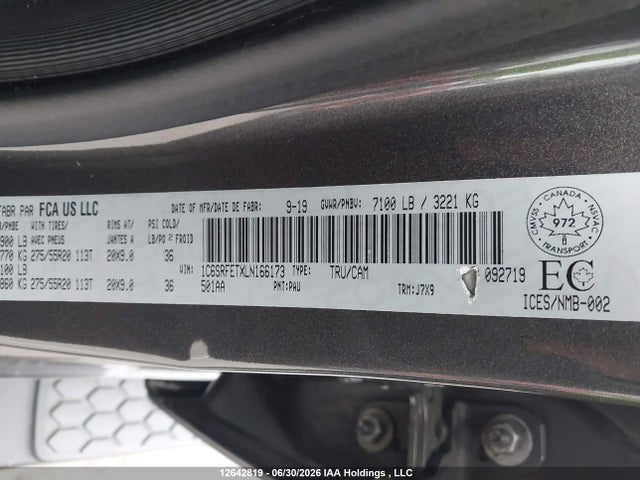 Aukcja sprzedaży 2020 Ram 1500 Sport/rebel, vin: 1C6SRFETXLN166173, numer aukcji: 12642819