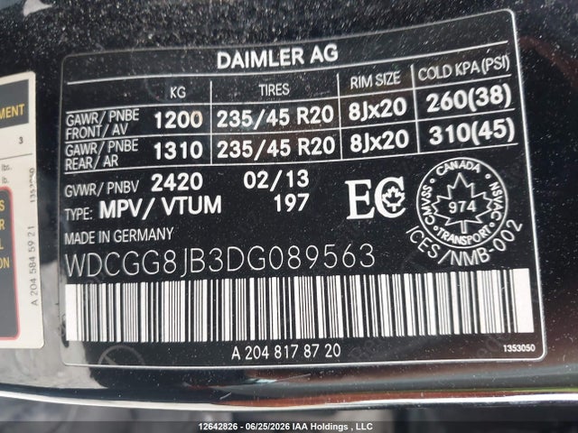 Aukcja sprzedaży 2013 Mercedes-benz Glk 350 4matic, vin: WDCGG8JB3DG089563, numer aukcji: 12642826