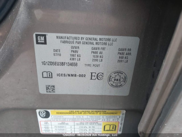 Aukcja sprzedaży 2011 Chevrolet Malibu Lt Platium Edition, vin: 1G1ZD5EU3BF134658, numer aukcji: 12642832