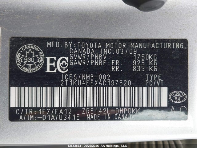 2010 Toyota Matrix Wagon მანქანა იყიდება აუქციონზე, vin: 2T1KU4EEXAC197520, აუქციონის ნომერი: 12642833