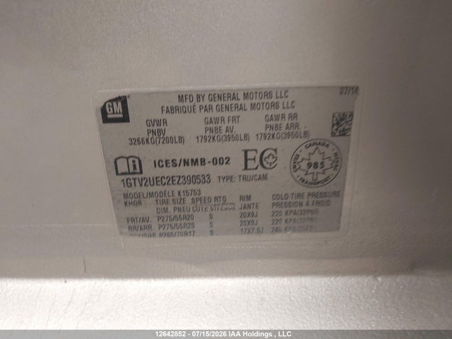 Продажа на аукционе авто 2014 Gmc Sierra 1500, vin: 1GTV2UEC2EZ390533, номер лота: 12642852