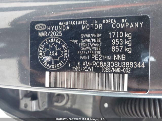 Aukcja sprzedaży 2025 Hyundai Venue Sel/limited, vin: KMHRC8A30SU388344, numer aukcji: 12642857