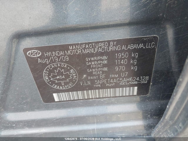 Продаж на аукціоні авто 2010 Hyundai Sonata Gls, vin: 5NPET4AC5AH624328, номер лоту: 12642875