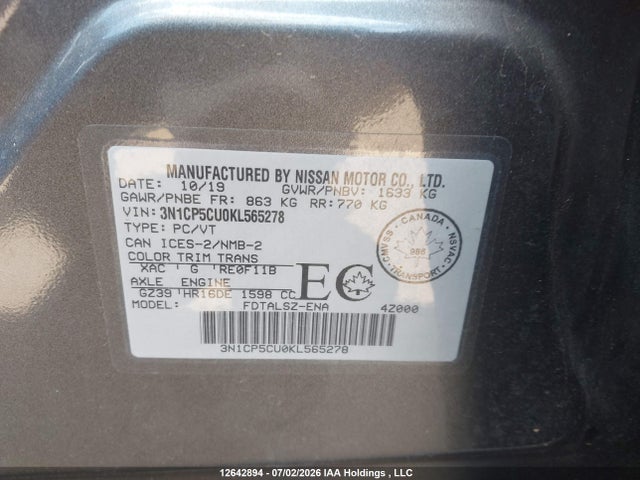 Nissan Kicks 2019 3N1CP5CU0KL565278 Image 18