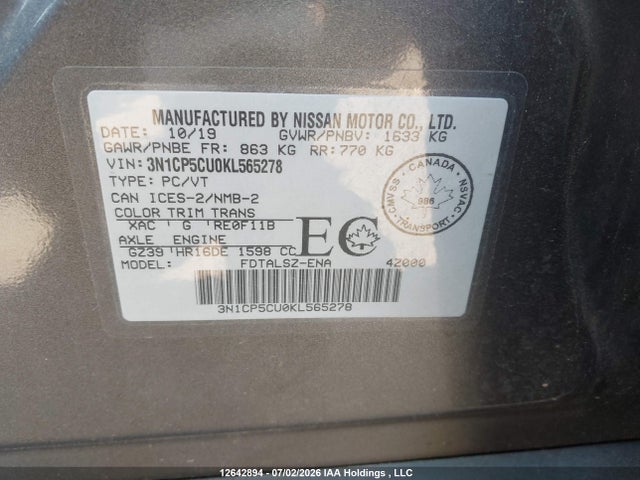 Nissan Kicks 2019 3N1CP5CU0KL565278 Image 9