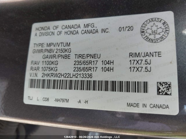 Honda CR-V LX 2020 2HKRW2H22LH213336 Image 19