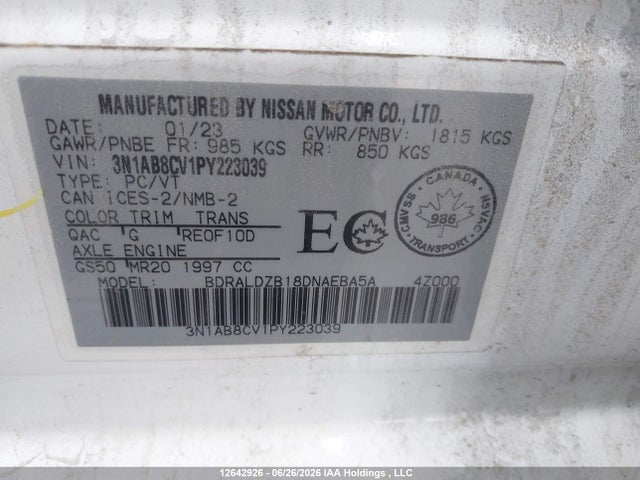Nissan SENTRA SV 2023 3N1AB8CV1PY223039 Image 9