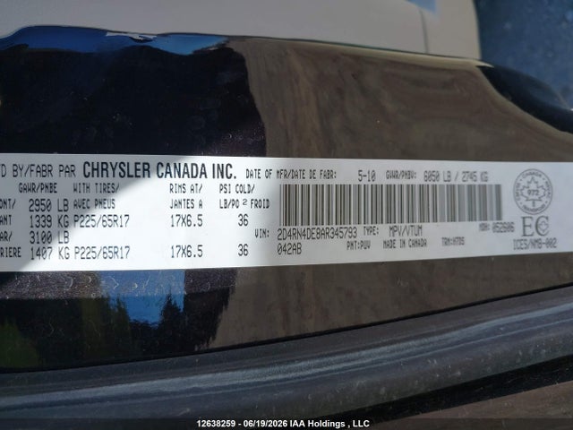 2010 Dodge Grand Caravan Se მანქანა იყიდება აუქციონზე, vin: 2D4RN4DE8AR345793, აუქციონის ნომერი: 12638259