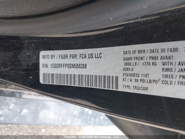 1C6SRFFP0SN588288 RAM 1500 Big Horn/lone Star