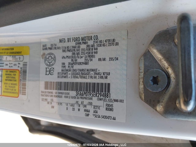 Ford FUSION SE 2014 3FA6P0T95ER294881 Image 17