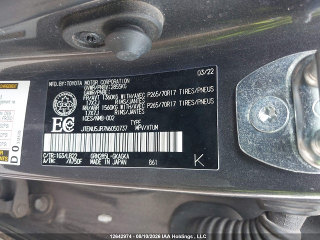 Toyota 4runner 2022 JTENU5JR7N6050737 Image 9