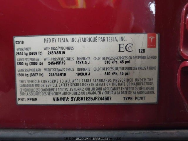 Tesla Model S 100d/75d/p100d 2018 5YJSA1E25JF244607 Image 10