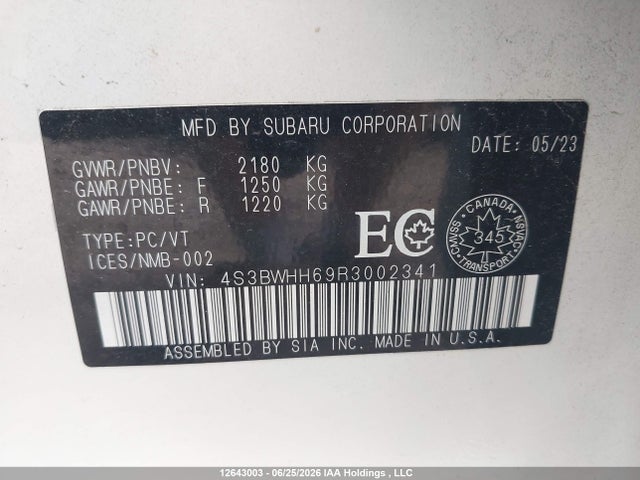 Продаж на аукціоні авто 2024 Subaru Legacy Gt, vin: 4S3BWHH69R3002341, номер лоту: 12643003
