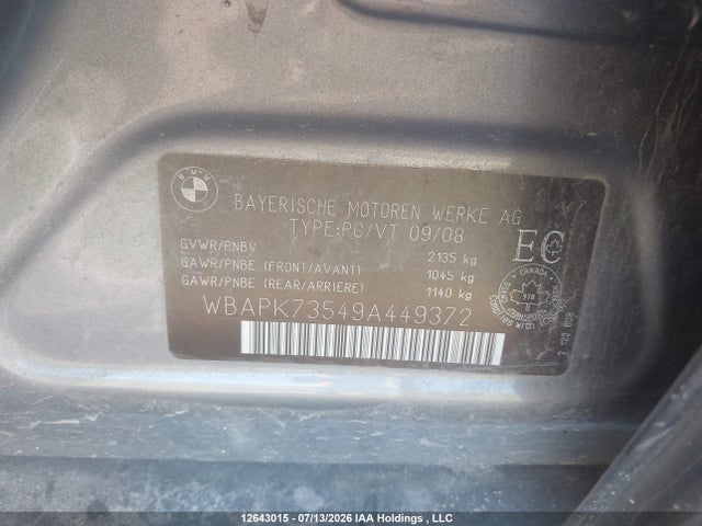 2009 Bmw 328i Xdrive მანქანა იყიდება აუქციონზე, vin: WBAPK73549A449372, აუქციონის ნომერი: 12643015