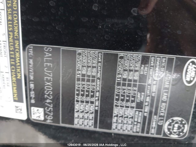 Продаж на аукціоні авто 2025 Land Rover Defender 110 S, vin: SALEJ7EX0S2475794, номер лоту: 12643019
