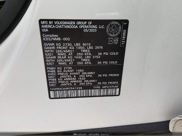 1V2FR2CAXPC541239 Volkswagen Atlas 3.6l V6 Sel Premium R-line