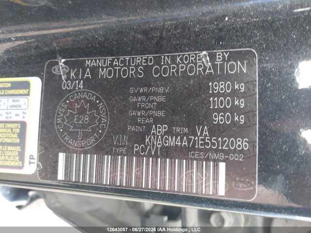 KIA Optima Lx 2014 KNAGM4A71E5512086 Image 9