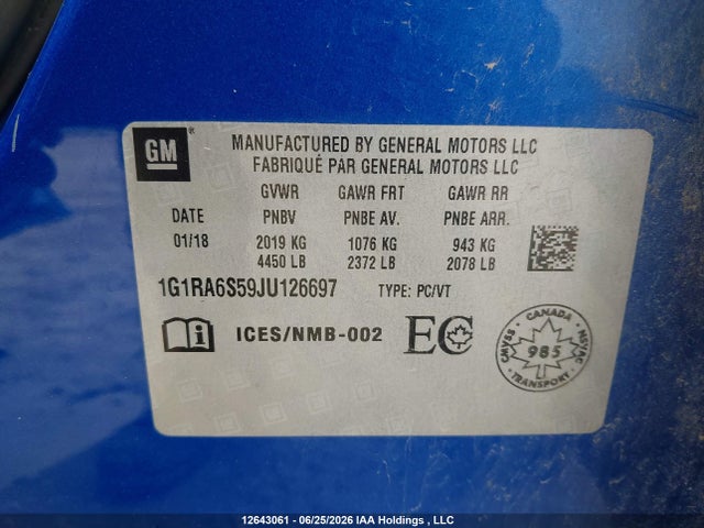 Chevrolet VOLT LT 2018 1G1RA6S59JU126697 Image 9