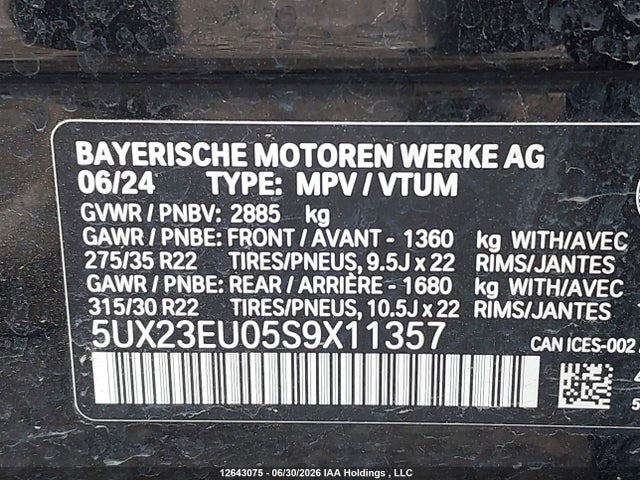 Продаж на аукціоні авто 2025 Bmw X5 Xdrive40i, vin: 5UX23EU05S9X11357, номер лоту: 12643075