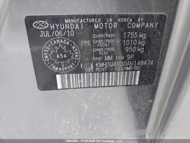 Продаж на аукціоні авто 2010 Hyundai Elantra Gl, vin: KMHDU4BD0AU148474, номер лоту: 12643092