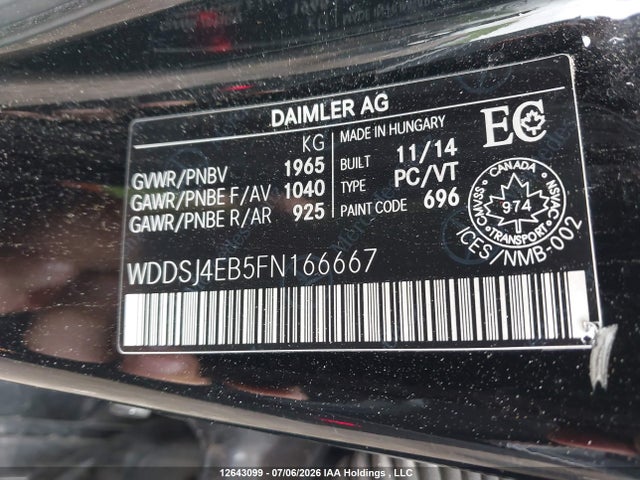 Auction sale of the 2015 Mercedes-benz Cla 250, vin: WDDSJ4EB5FN166667, lot number: 12643099