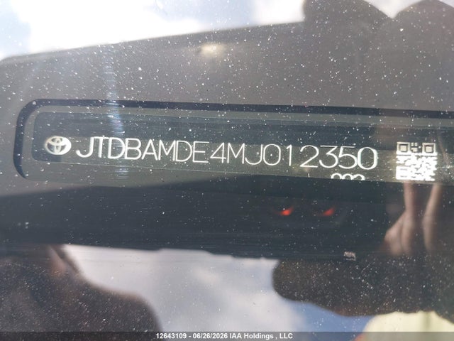JTDBAMDE4MJ012350 Toyota Corolla Hybrid Base W/li Battery