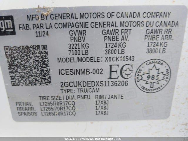 2GCUKDEDXS1136206 Chevrolet Silverado K1500 Lt