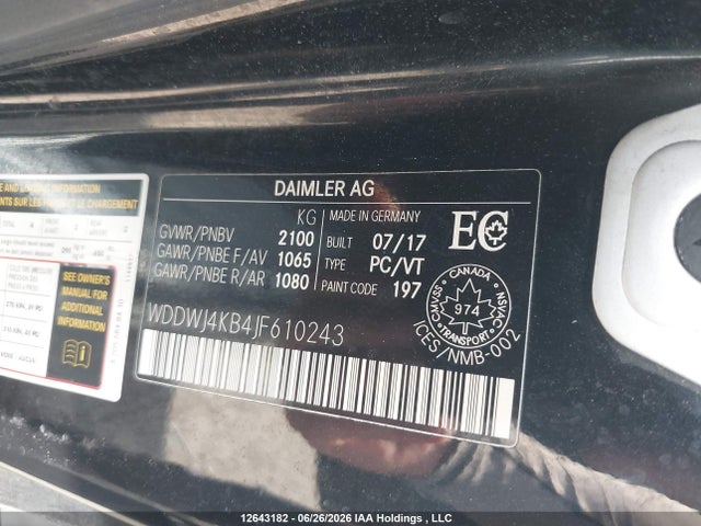 2018 Mercedes-benz C 300 4matic მანქანა იყიდება აუქციონზე, vin: WDDWJ4KB4JF610243, აუქციონის ნომერი: 12643182