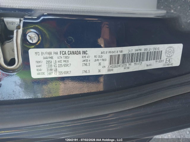 Auction sale of the 2017 Dodge Grand Caravan Se, vin: 2C4RDGBG2HR718729, lot number: 12643191