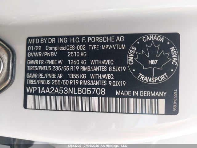 WP1AA2A53NLB05708 Porsche Macan