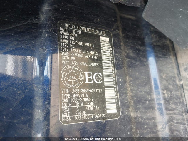 JN8BT3BB4RW281783 Nissan Rogue Sv Moonroof