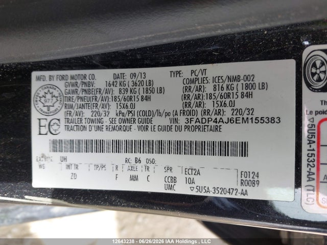 Ford FIESTA S 2014 3FADP4AJ6EM155383 Image 20