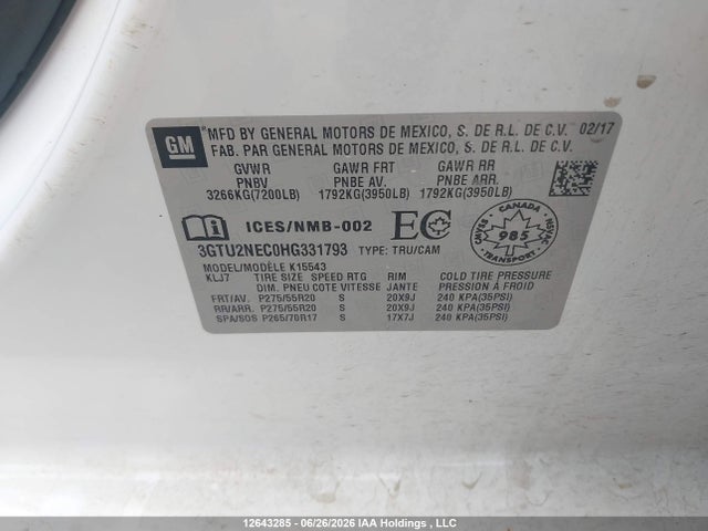 GMC Sierra 1500 Slt 2017 3GTU2NEC0HG331793 Image 9