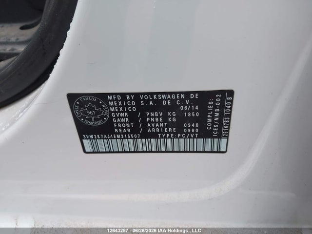 Volkswagen Jetta 2014 3VW2K7AJ1EM315507 Image 9