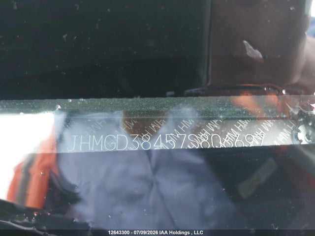 2007 Honda Fit Lx მანქანა იყიდება აუქციონზე, vin: JHMGD38457S806697, აუქციონის ნომერი: 12643300