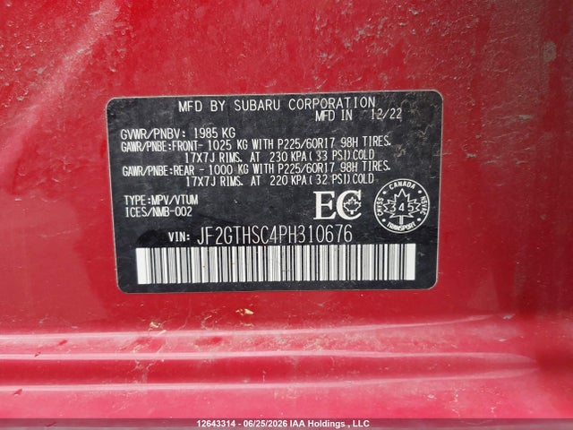 JF2GTHSC4PH310676 Subaru Crosstrek Outdoor
