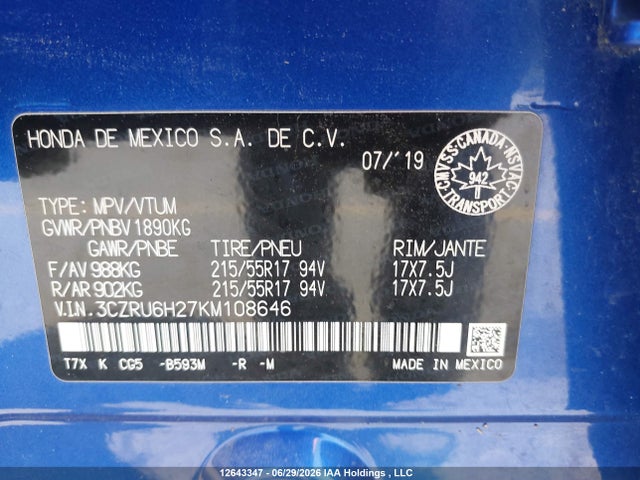 Honda HR-V 2019 3CZRU6H27KM108646 Image 19