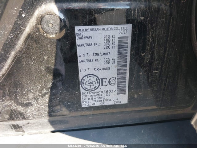 Nissan Rogue S/sl 2017 5N1AT2MT4HC856032 Image 9