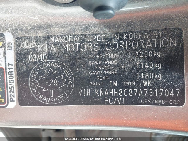 Продаж на аукціоні авто 2010 Kia Rondo Ex, vin: KNAHH8C87A7317047, номер лоту: 12643361
