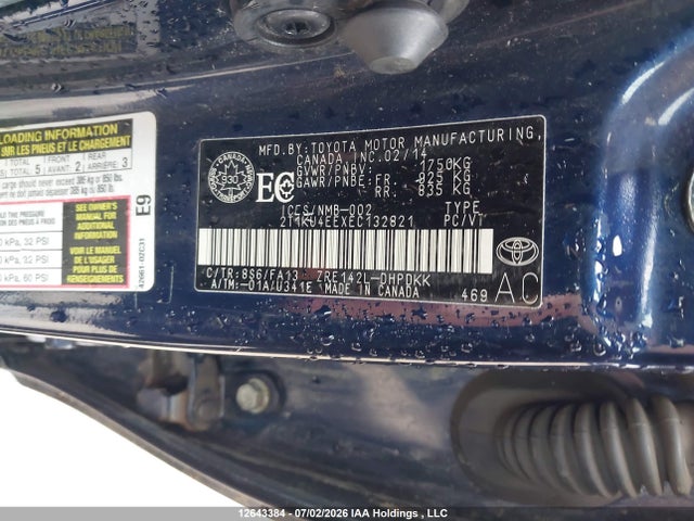12643384 :رقم المزاد ، 2T1KU4EEXEC132821 vin ، 2014 Toyota Matrix Wagon مزاد بيع