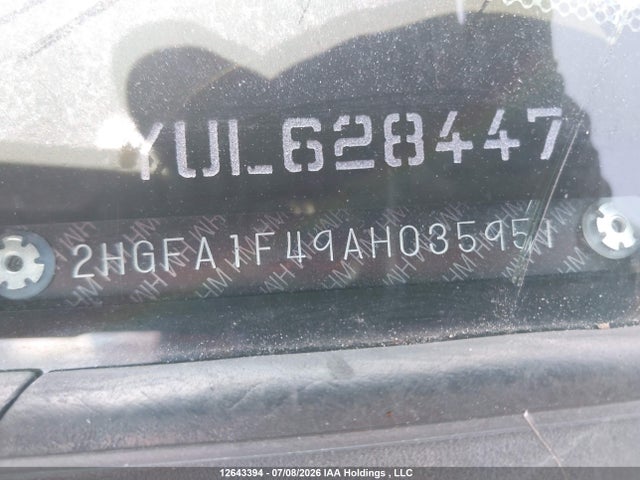 2010 Honda Civic Dx-g მანქანა იყიდება აუქციონზე, vin: 2HGFA1F49AH035951, აუქციონის ნომერი: 12643394