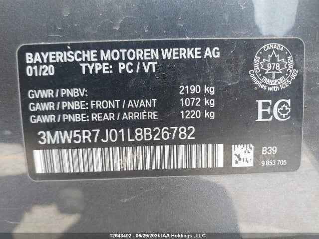 3MW5R7J01L8B26782 BMW 330i Xdrive